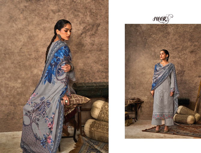 Malika By Kimora Muslin Digital Printed Embroidery Salwar Suits Wholesalers In Delhi